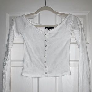 White off the shoulder long sleeve top